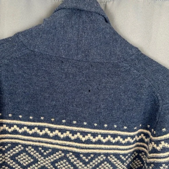 J.Crew Mens Blue Lambswool Fair Isle Shawl Collar Cardigan Sweater B3981 Small - Picture 9 of 9